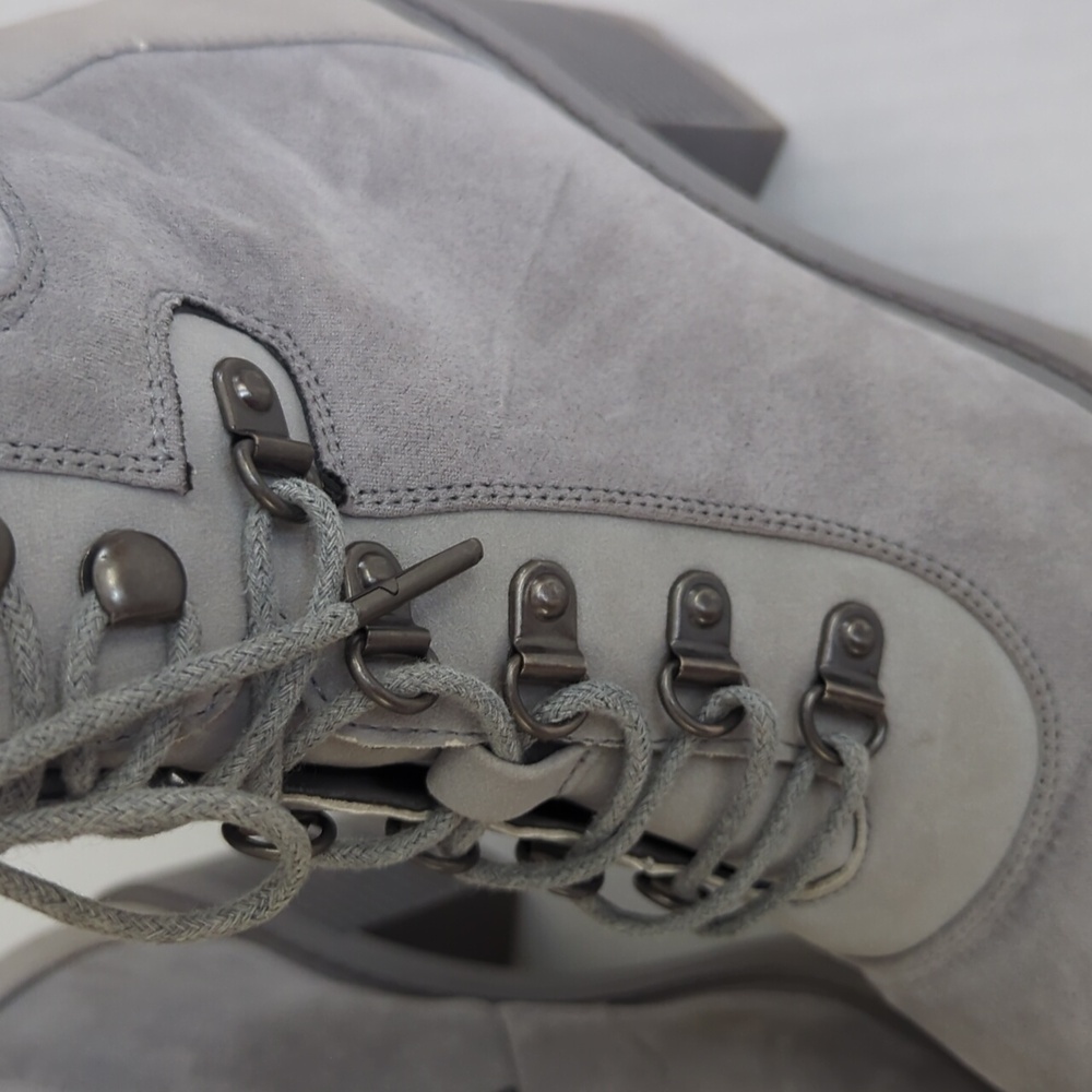 Felixa Faux Leather Lace Up Chunky Heeled Ankle Combat Boot 9 Gray Steampunk - Picture 10 of 16